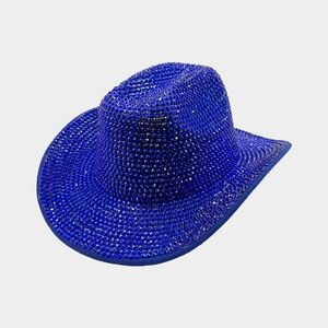 Blue Rhinestone Fedora  Hat.